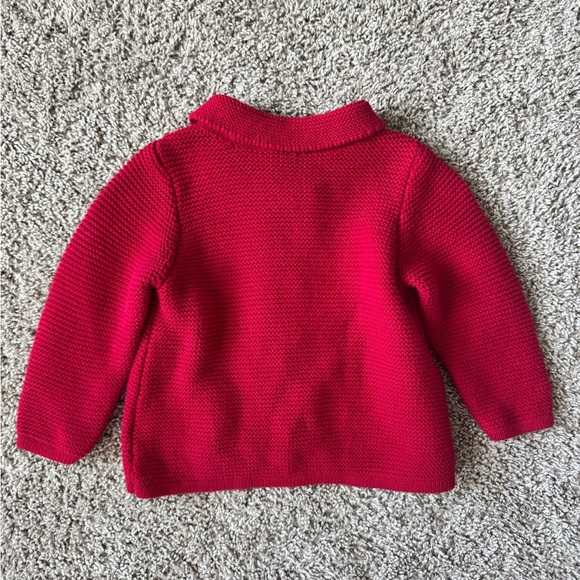 Old Navy Baby Sweater Red Double-Breasted Jacket Red Cardigan size 6-12 months - Picture 6 of 6